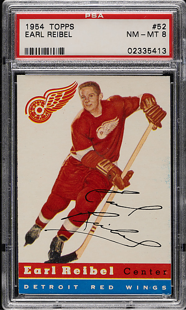 1954-1955 Topps Hockey #52 Earl Reibel PSA NM-MT 8
