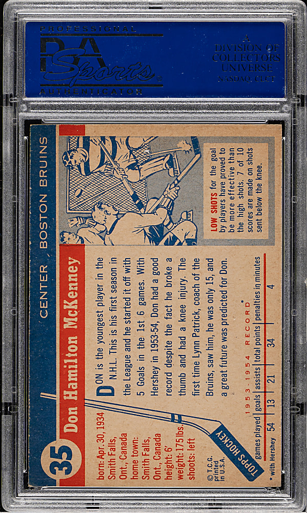 1954-1955 Topps Hockey #35 Don McKenney PSA NM-MT 8