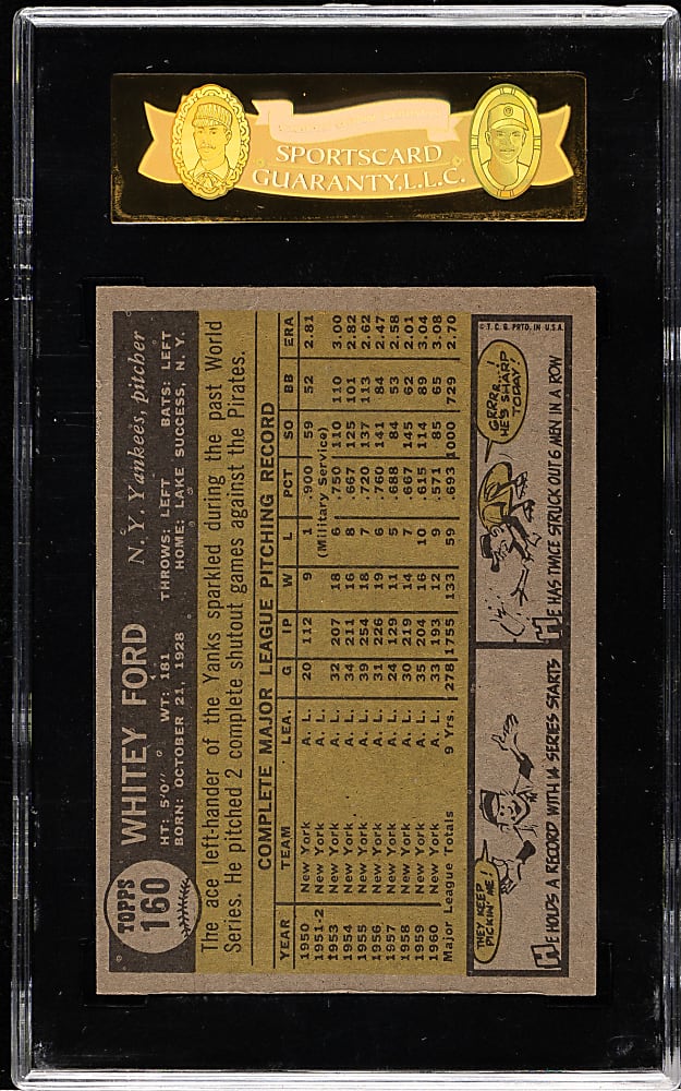 1961 Topps #160 Whitey Ford SGC NM+ 86