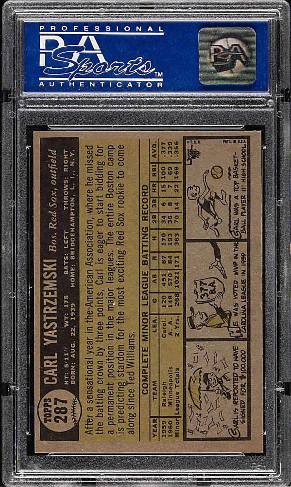 1961 Topps #287 Carl Yastrzemski PSA NM-MT 8