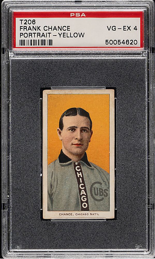 1909-1911 T206 White Border Frank Chance Portrait Yellow Background PSA VG-EX 4