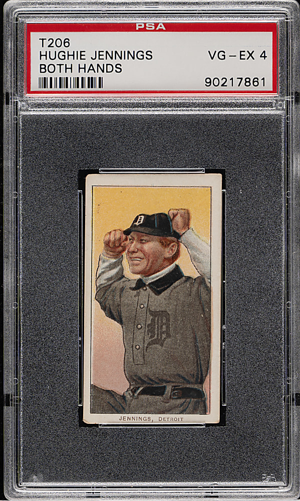 1909-1911 T206 White Border Hughie Jennings Both Hands Showing PSA VG-EX 4