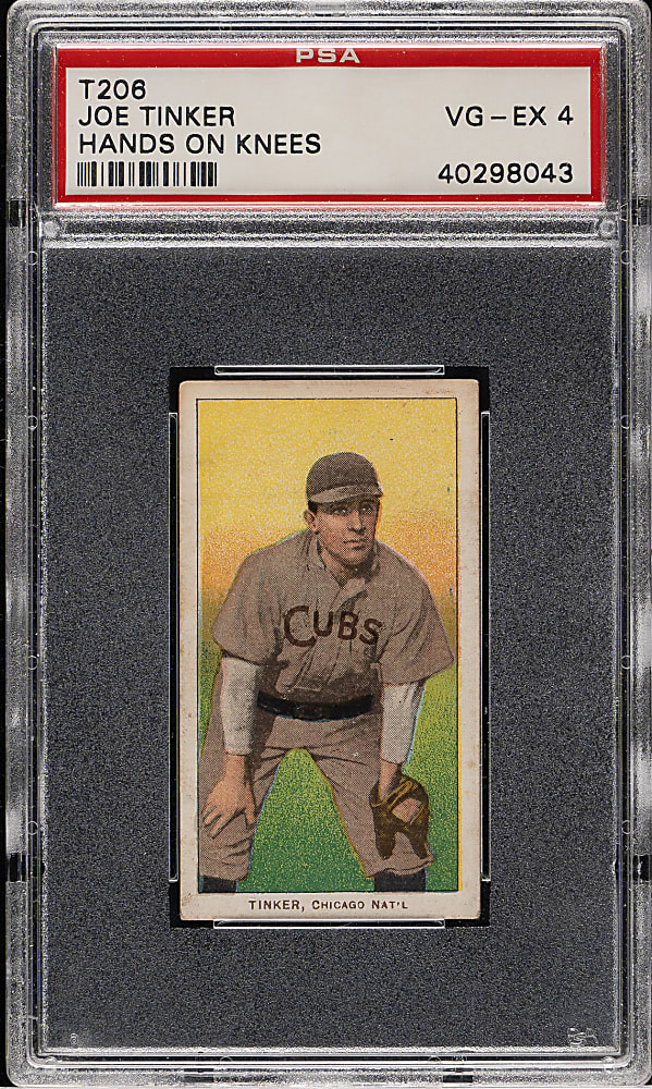 1909-1911 T206 White Border Joe Tinker Hands on Knees PSA VG-EX 4