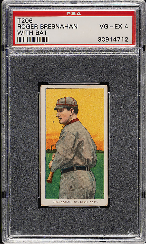 1909-1911 T206 White Border Roger Bresnahan with Bat PSA VG-EX 4