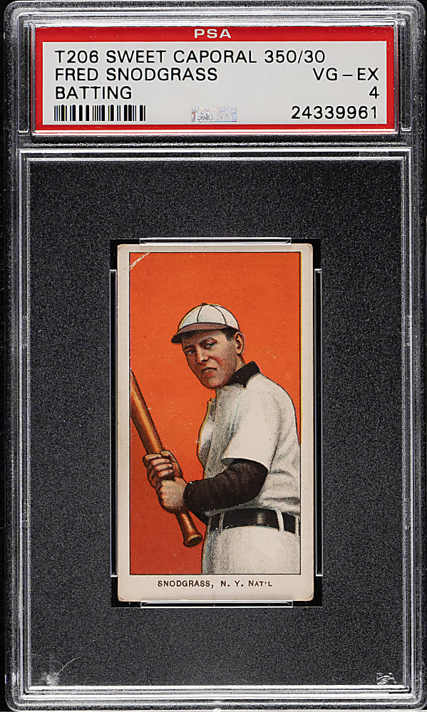 1909-1911 T206 White Border Fred Snodgrass Batting PSA VG-EX 4
