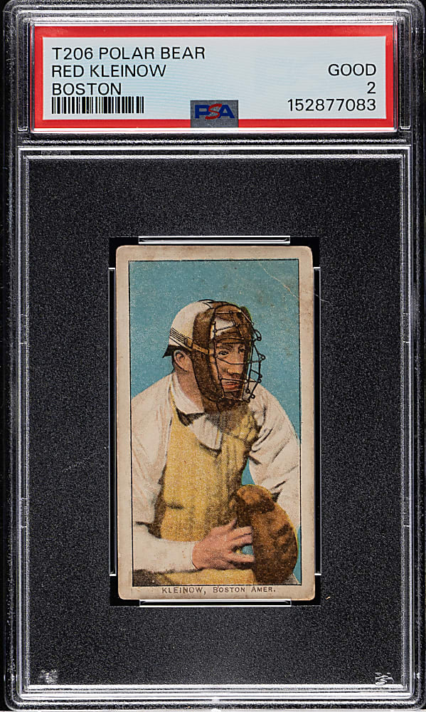 1909-1911 T206 White Border Red Kleinow Boston PSA GOOD 2 - Polar Bear Back