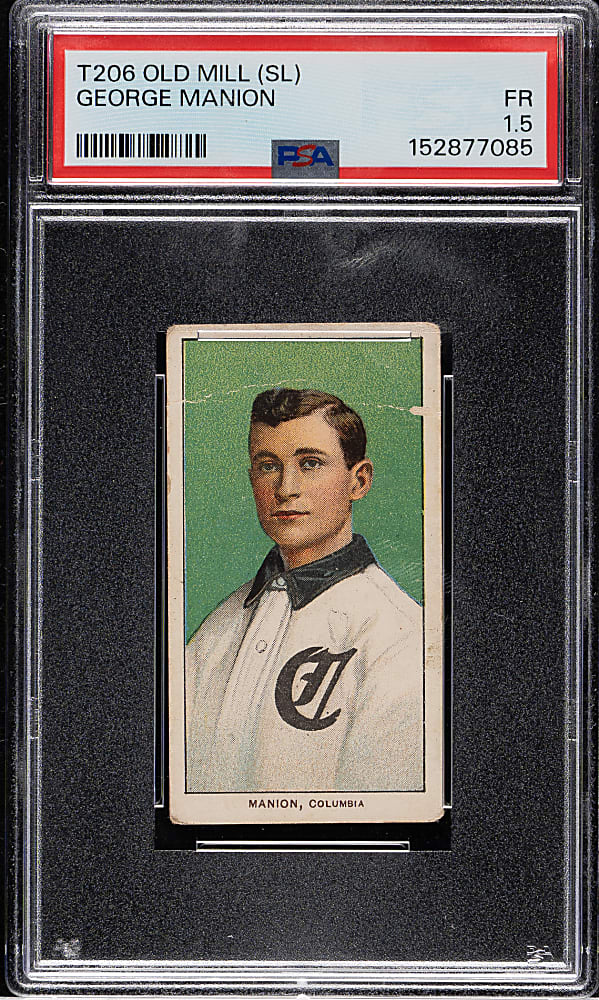 1909-1911 T206 White Border George Manion Southern Leaguer PSA FAIR 1.5 - Old Mill Back