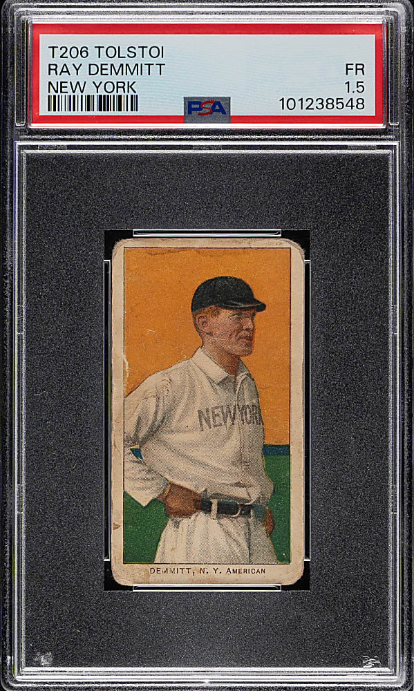 1909-1911 T206 White Border Ray Demmitt New York PSA FAIR 1.5 - Tolstoi Back