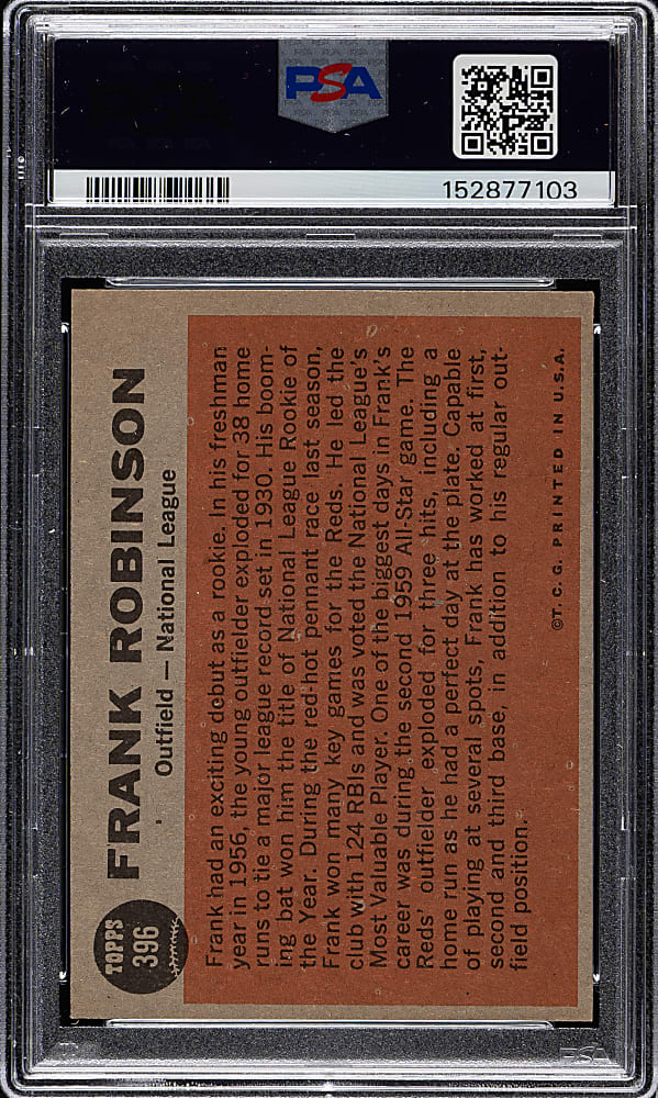 1962 Topps #396 Frank Robinson All-Star PSA NM 7