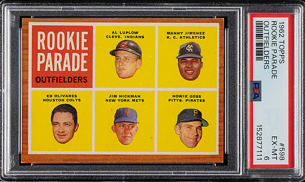 1962 Topps #598 Jim Hickman Rookie PSA EX-MT 6