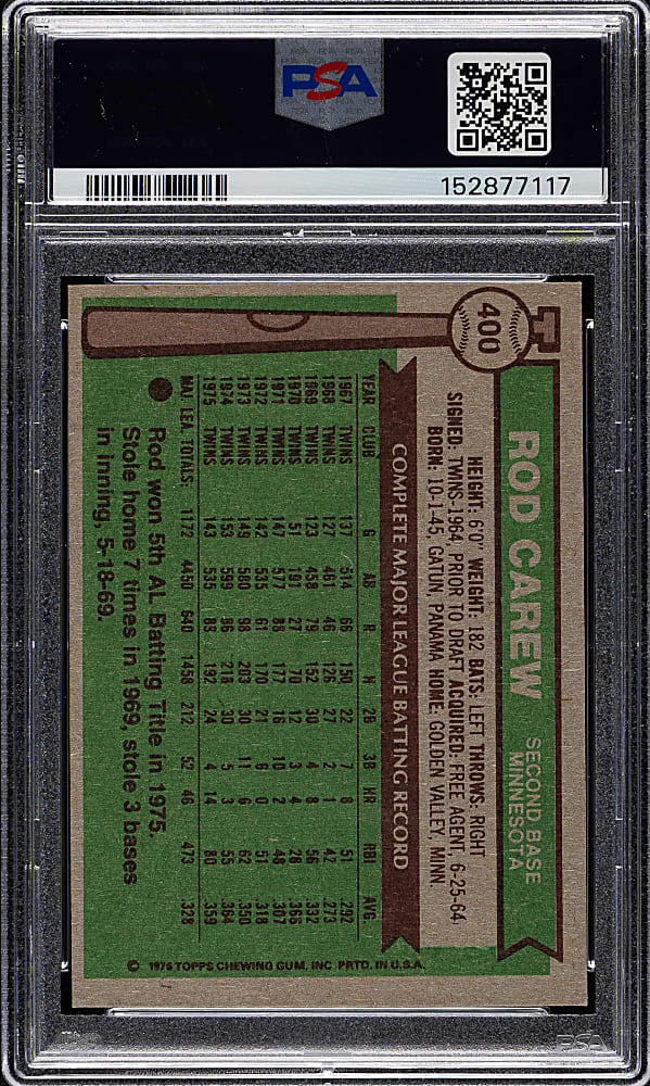 1976 Topps #400 Rod Carew PSA NM-MT 8