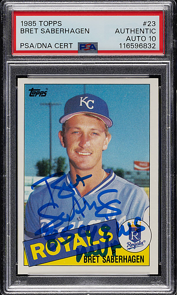 Signed 1985 Topps #23 Bret Saberhagen Rookie PSA/DNA GEM MINT 10