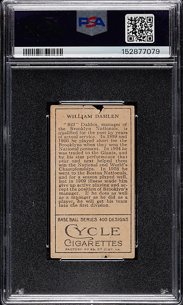 1911 T205 Gold Border Bill Dahlen PSA POOR 1 - Cycle Back