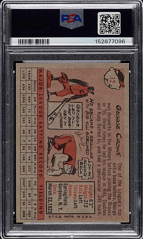 1958 Topps #12 George Crowe PSA NM-MT 8