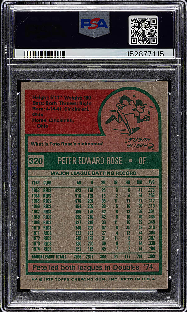 1975 Topps #320 Pete Rose PSA NM-MT 8