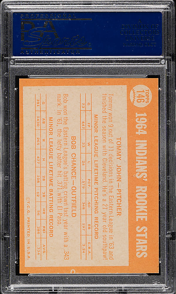 1964 Topps #146 Tommy John Rookie PSA NM-MT 8