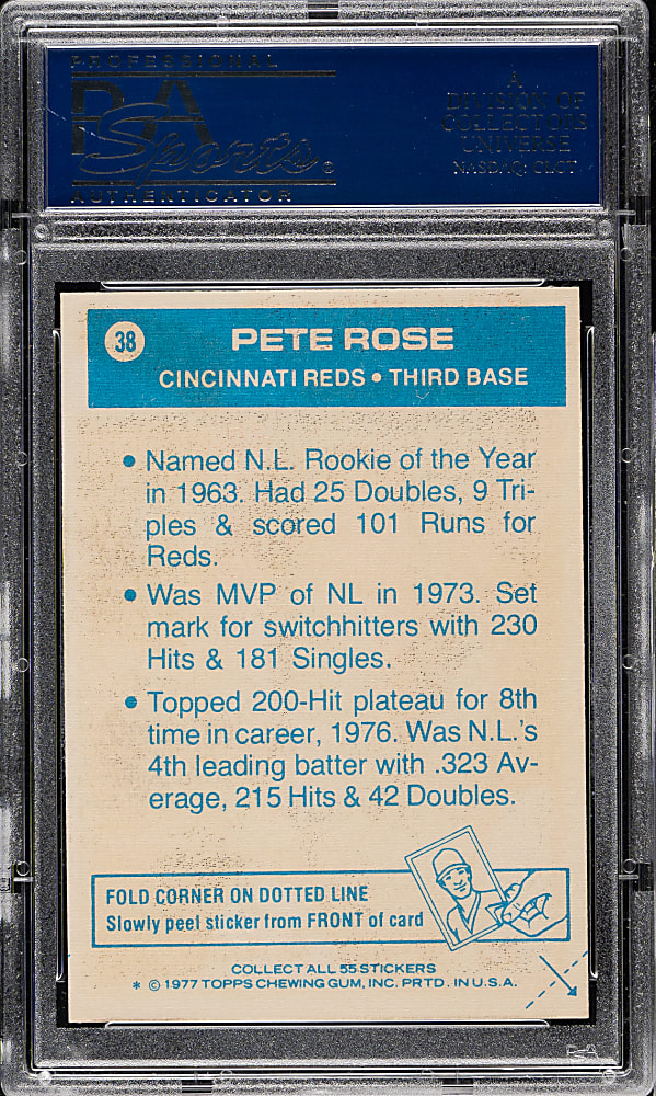 1977 Topps Cloth Stickers #38 Pete Rose PSA MINT 9