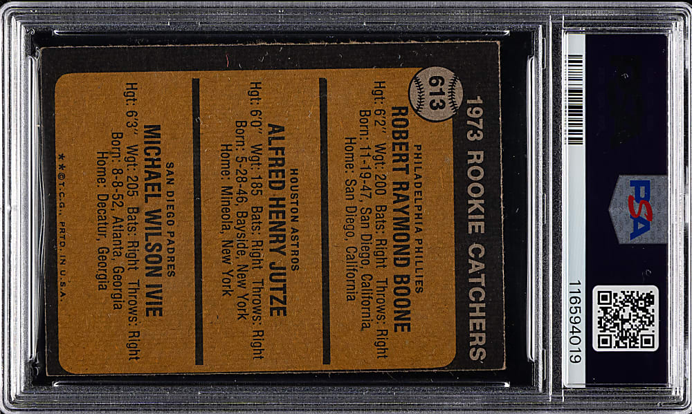 Signed 1973 Topps #613 Bob Boone PSA/DNA GEM MINT 10
