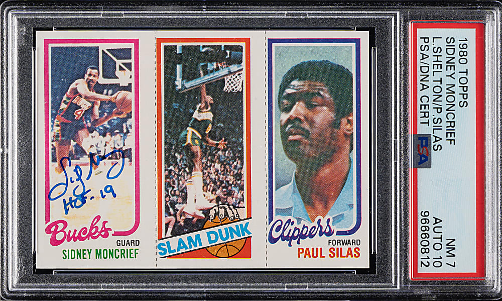 Signed 1980-1981 Topps Basketball Sidney Moncrief PSA NM 7 with GEM MINT 10 Signature