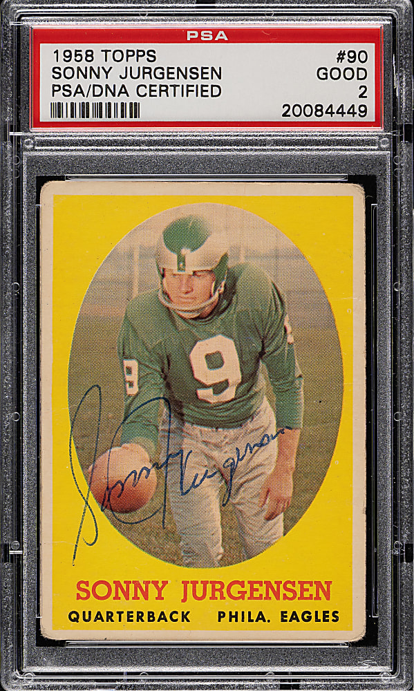 Signed 1958 Topps Football #90 Sonny Jurgensen Rookie PSA GOOD 2