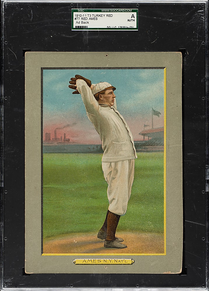 1911 T3 Turkey Red #77 Red Ames SGC Authentic - Advertising Back