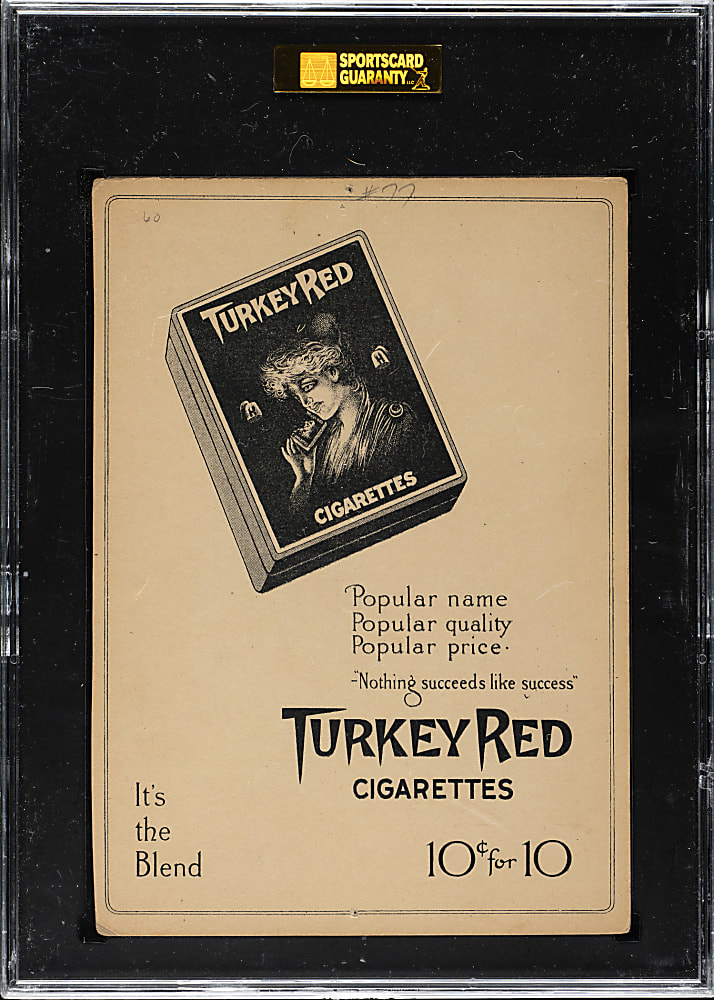 1911 T3 Turkey Red #77 Red Ames SGC Authentic - Advertising Back