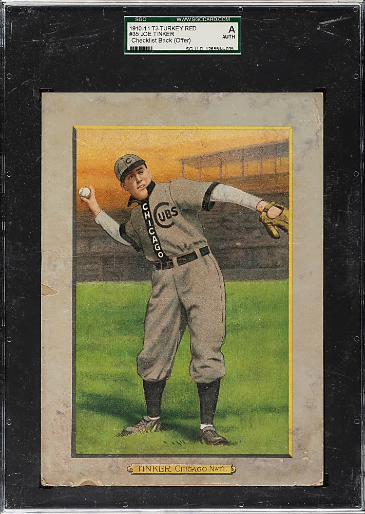 1911 T3 Turkey Red #35 Joe Tinker SGC Authentic