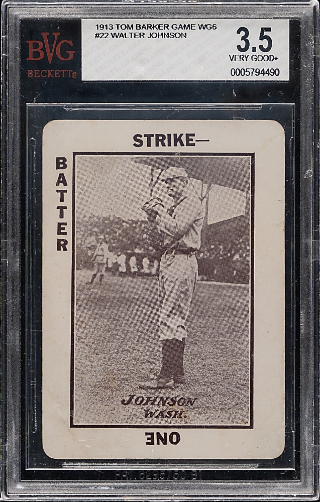 1913 WG6 Tom Barker Walter Johnson BVG VG+ 3.5