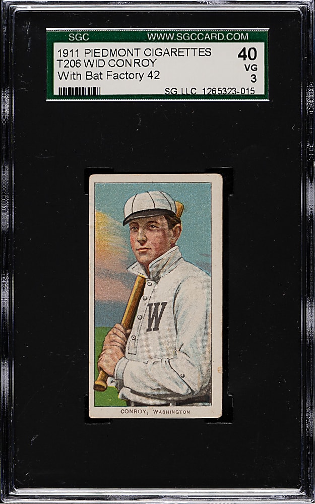 1909-1911 T206 White Border Wid Conroy with Bat SGC VG 40 - Piedmont "Factory 42" Back