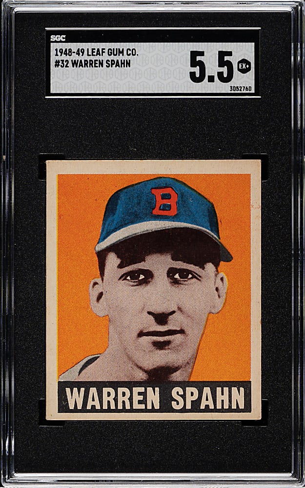 1948-1949 Leaf #32 Warren Spahn Rookie SGC EX+ 5.5