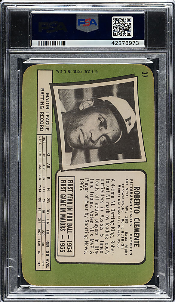 1971 Topps Super #37 Roberto Clemente PSA NM 7