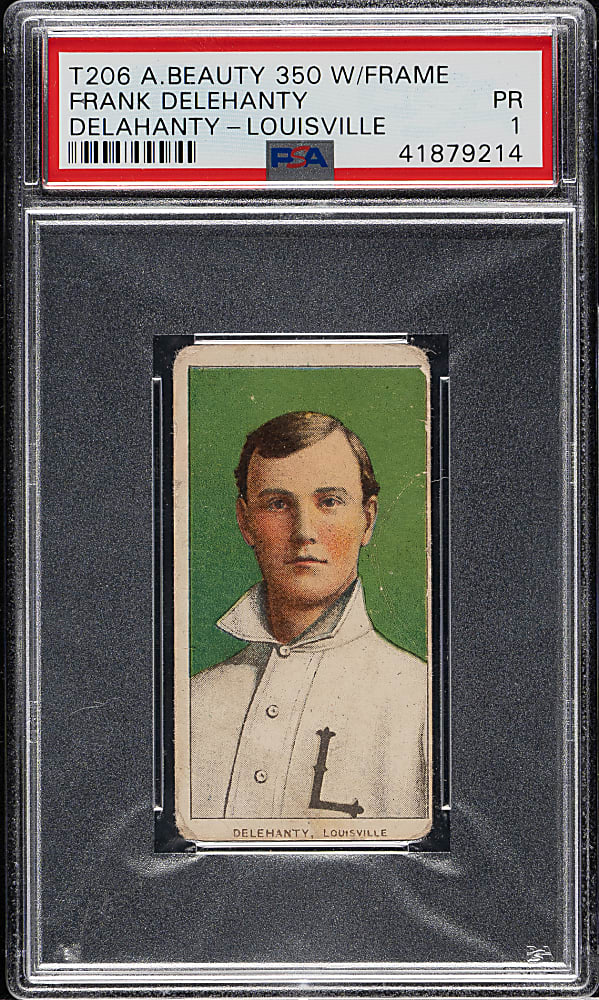 1909-1911 T206 White Border Frank Delehanty PSA POOR 1 - American Beauty 350 Back