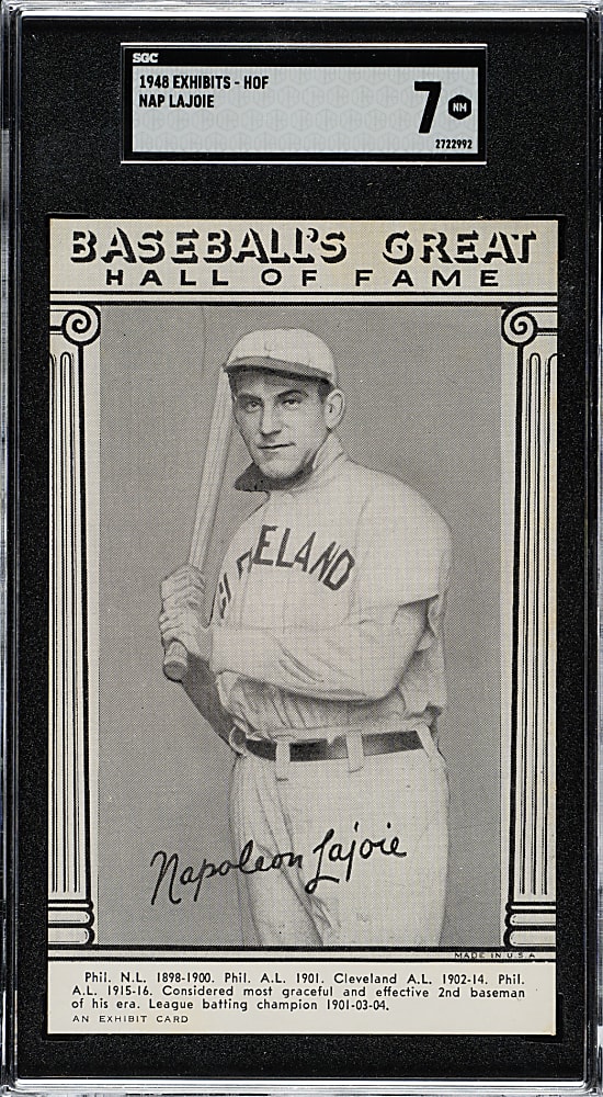 1948 W464 Baseball's Great Hall of Fame Exhibits Nap Lajoie SGC NM 7