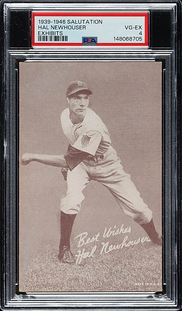 1939-1946 W462 Salutation Exhibits Hal Newhouser PSA VG-EX 4