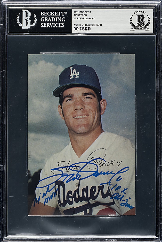 Signed 1971 Ticketron Los Angeles Dodgers Steve Garvey - Beckett