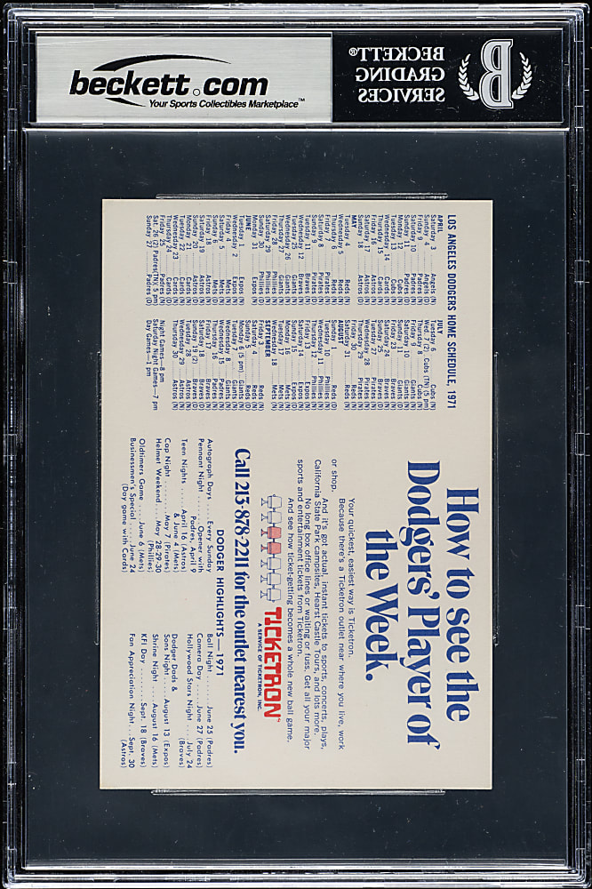 Signed 1971 Ticketron Los Angeles Dodgers Steve Garvey - Beckett