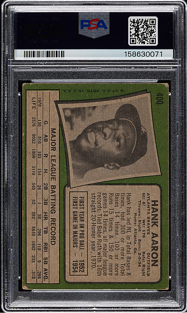 1971 Topps #400 Hank Aaron PSA GOOD 2