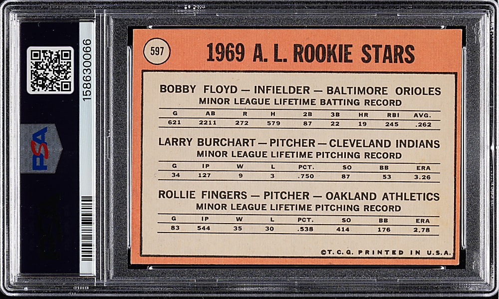 1969 Topps #597 Rollie Fingers Rookie PSA VG-EX 4