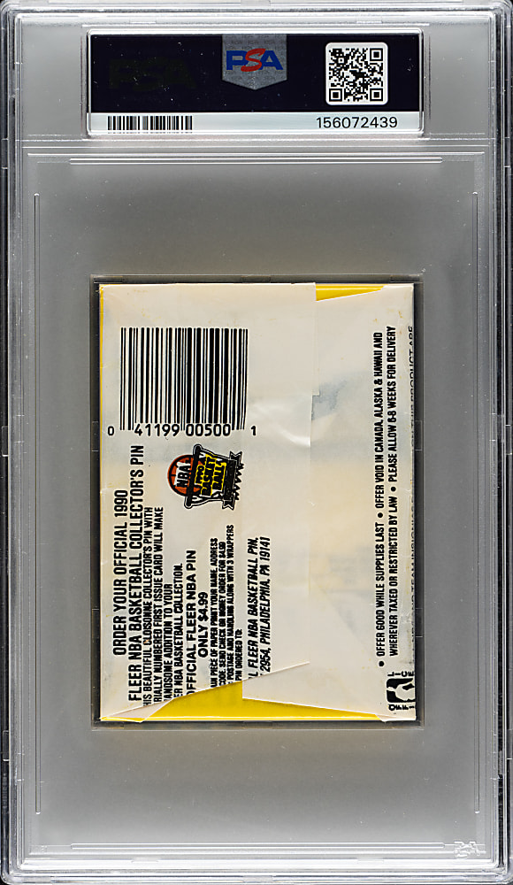 1990-1991 Fleer Basketball Unopened Wax Pack PSA NM 7 - Michael Jordan on Top