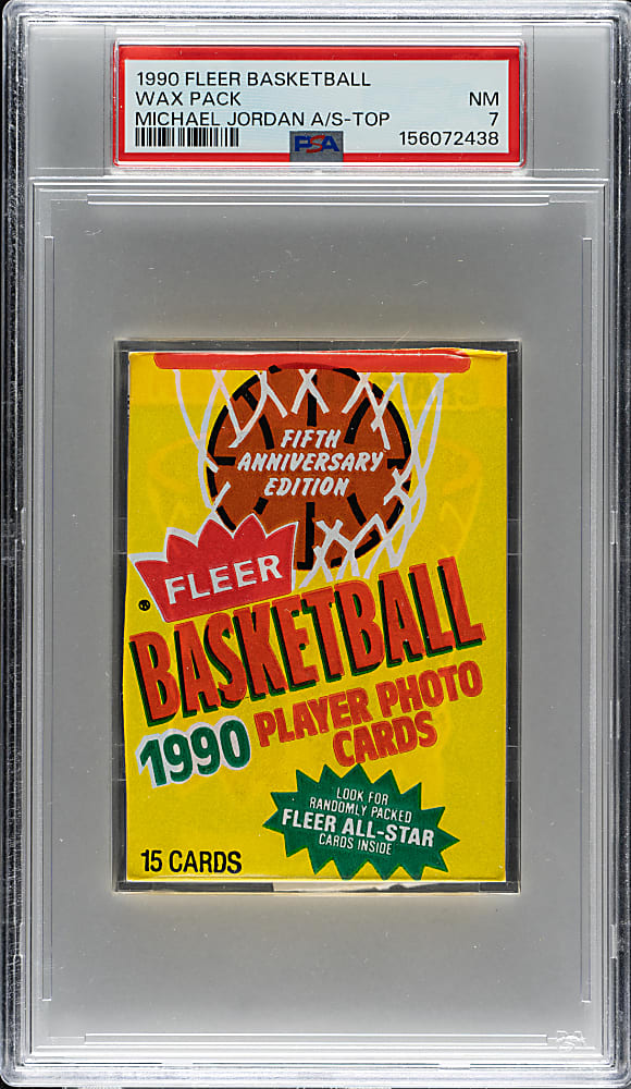 1990-1991 Fleer Basketball Unopened Wax Pack PSA NM 7 - Michael Jordan All-Star on Top