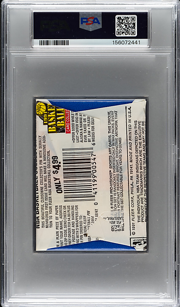 1991-1992 Fleer Basketball Unopened Wax Pack PSA NM 7 - Michael Jordan on Top