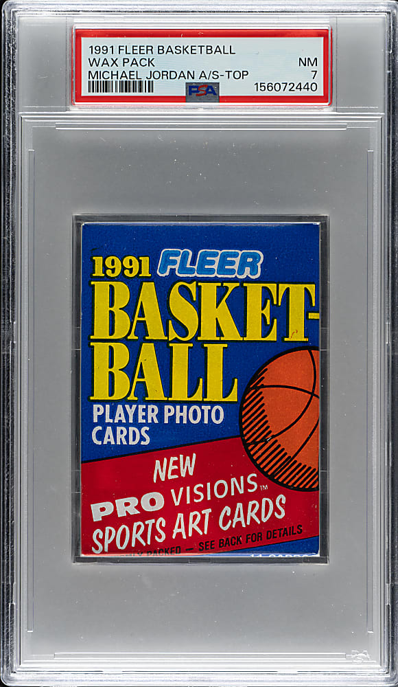 1991-1992 Fleer Basketball Unopened Wax Pack PSA NM 7 - Michael Jordan All-Star on Top