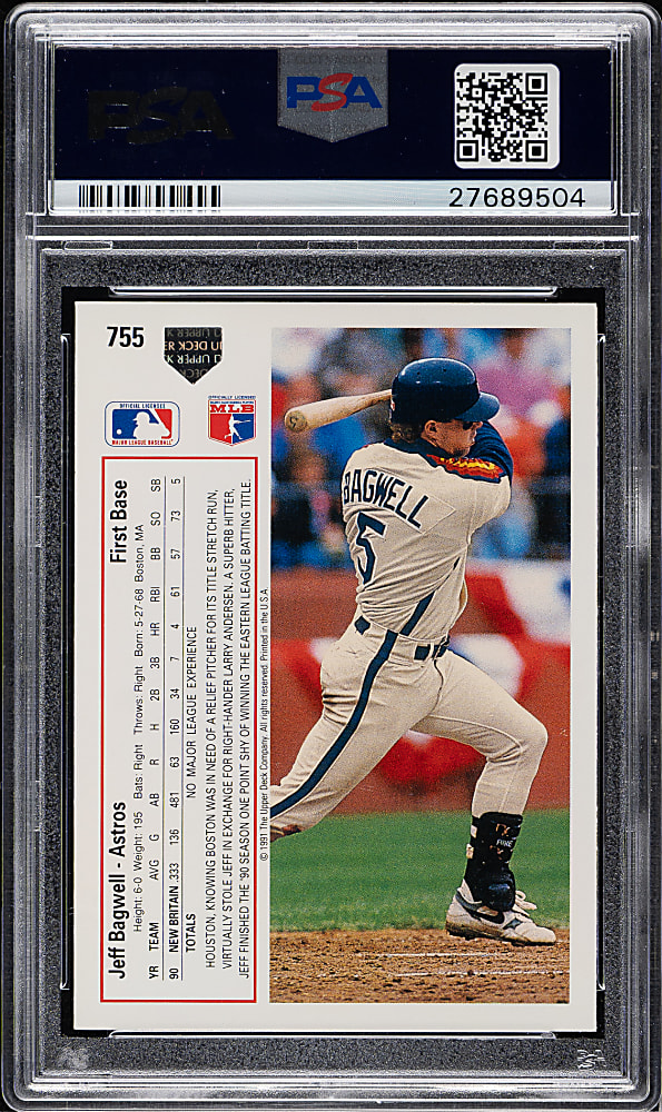 1991 Upper Deck #755 Jeff Bagwell Rookie PSA GEM MINT 10