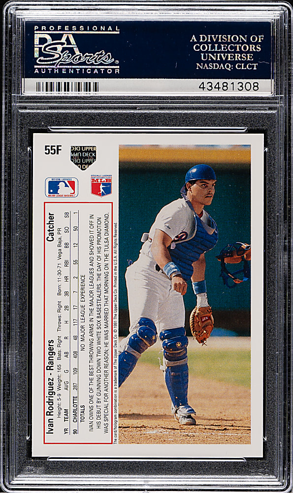 1991 Upper Deck Final Edition #55F Ivan Rodriguez Rookie PSA GEM MINT 10