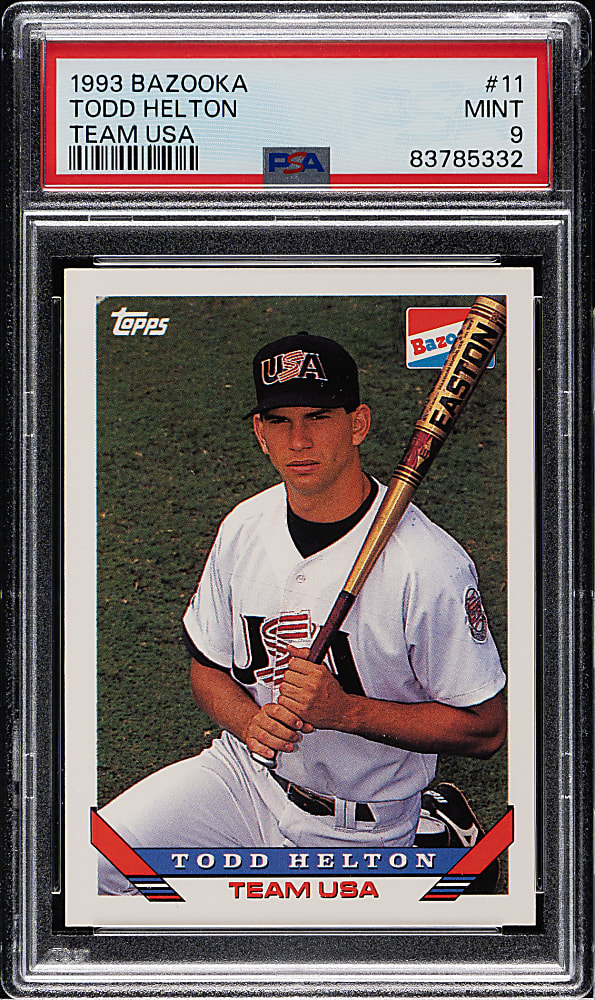 1993 Bazooka Team USA #11 Todd Helton Rookie PSA MINT 9