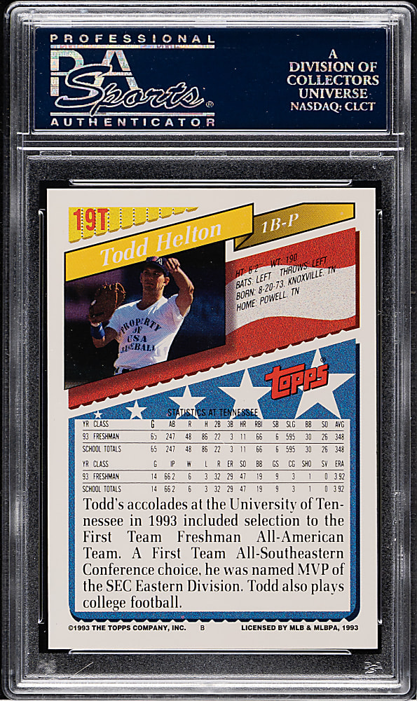 1993 Topps Traded #19T Todd Helton Rookie PSA GEM MINT 10