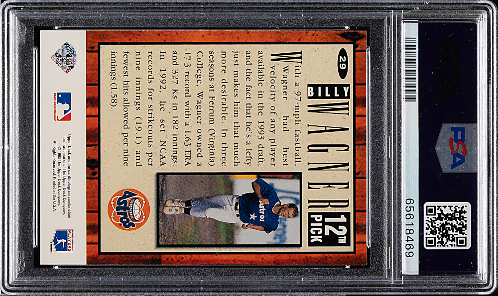 1994 Upper Deck Collector's Choice #29 Billy Wagner Rookie PSA GEM MINT 10