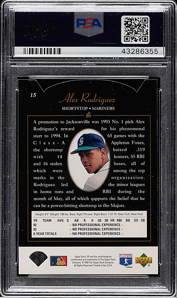 1994 Upper Deck SP Foil #15 Alex Rodriguez Die-Cut Rookie PSA NM-MT+ 8.5