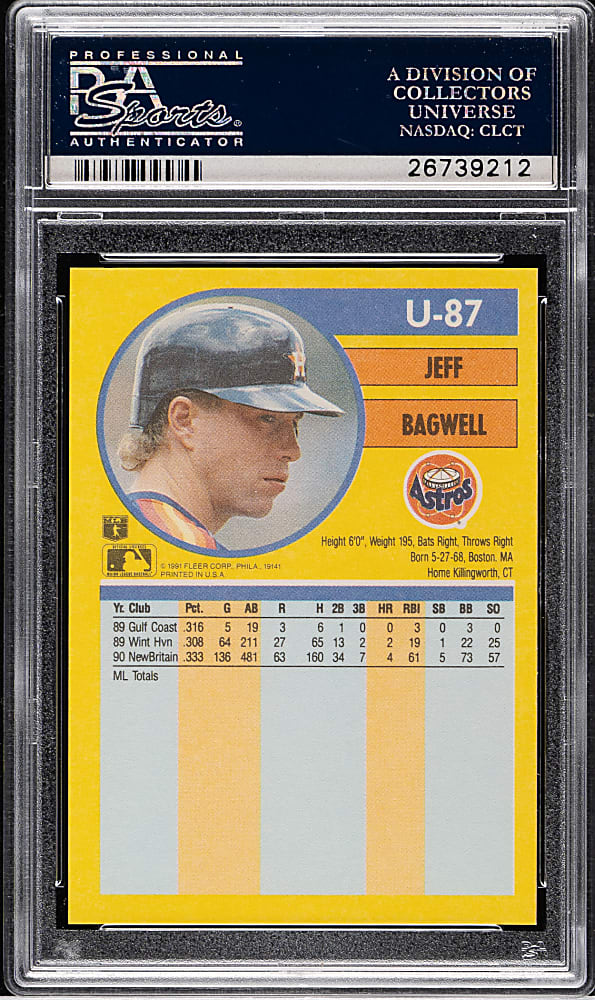 1991 Fleer Update #U-87 Jeff Bagwell Rookie PSA GEM MINT 10