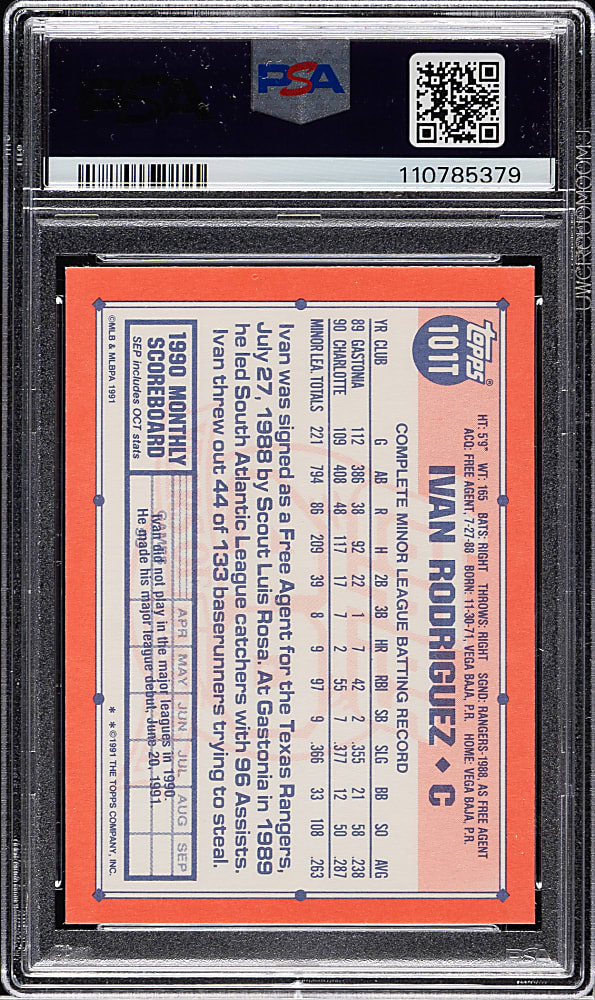 1991 Topps Traded Tiffany #101T Ivan Rodriguez Rookie PSA GEM MINT 10